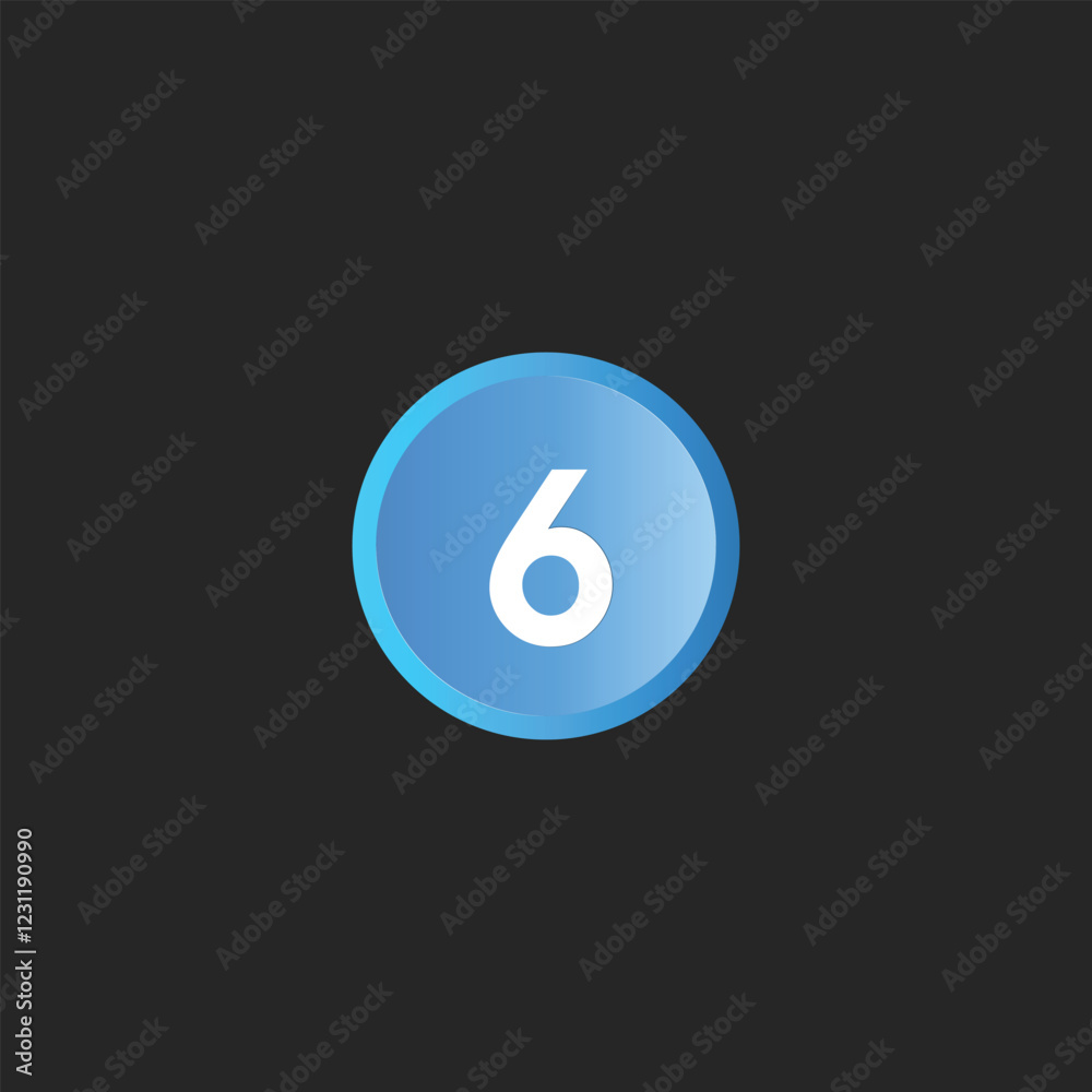 A blue cricle push button with number A blue cricle push button with number
