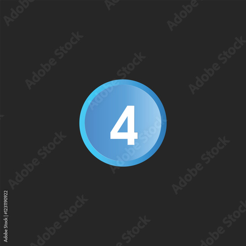 A blue cricle push button with number 