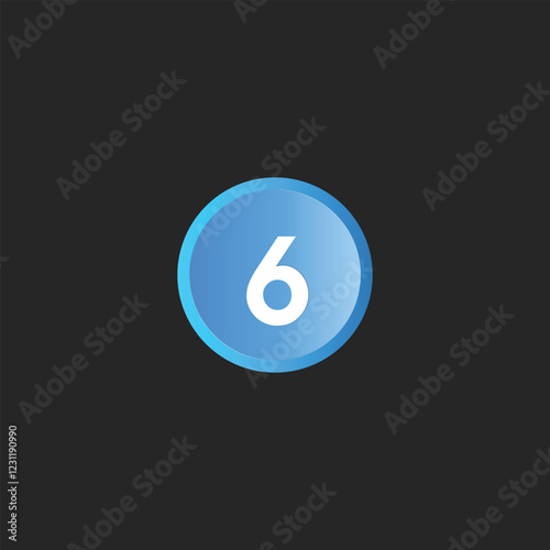 A blue cricle push button with number 