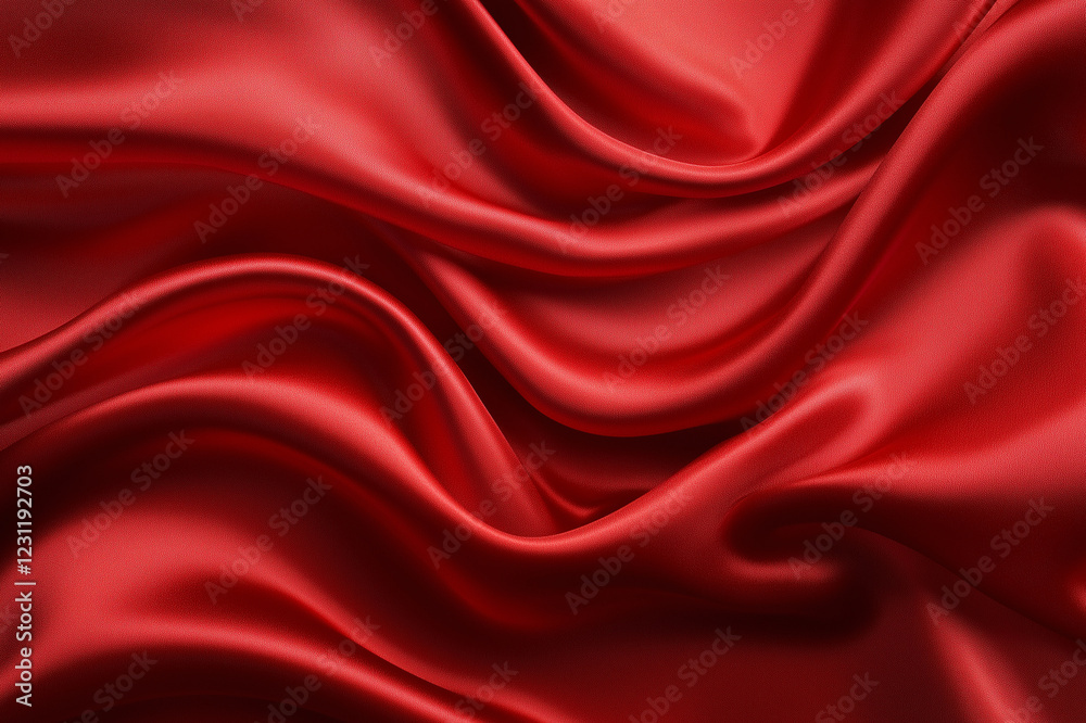 Red silk satin background. Beautiful soft wavy folds on smooth shiny fabric Red silk satin background. Beautiful soft wavy folds on smooth shiny fabric