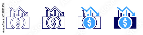 Finance icon in 4 different styles. Thin Line, Line, Bold, and Bold Line. Duotone style. Editable stroke