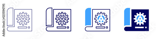 Scheme management icon in 4 different styles. Thin Line, Line, Bold, and Bold Line. Duotone style. Editable stroke