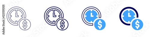 Time managements icon in 4 different styles. Thin Line, Line, Bold, and Bold Line. Duotone style. Editable stroke
