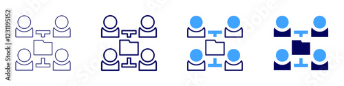 Workforce management icon in 4 different styles. Thin Line, Line, Bold, and Bold Line. Duotone style. Editable stroke