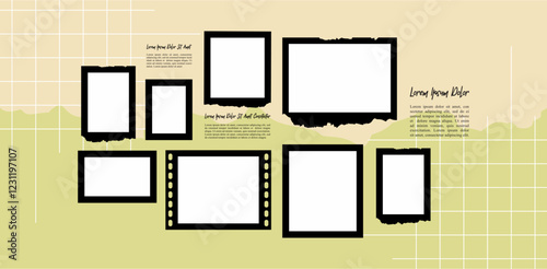 Pictures or photos frame collage. comics page grid layout abstract photo frames and digital photo wall template