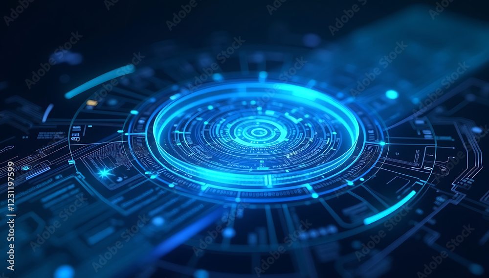 A sleek, interactive-looking holographic interface with rotating elements, pulsing light waves, and smooth sci-fi transitions in deep blue tones. A sleek, interactive-looking holographic interface with rotating elements, pulsing light waves, and smooth sci-fi transitions in deep blue tones.
