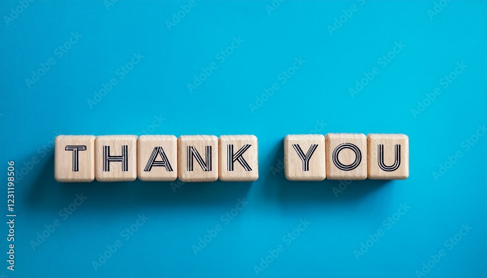 word on cubes. Wooden cubes with the inscription 'thank you'. Beautiful blue background, copy space. word on cubes. Wooden cubes with the inscription 'thank you'. Beautiful blue background, copy space.