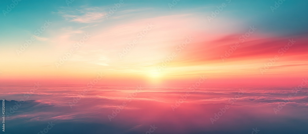 Fototapeta premium Aerial Sunset Cloudscape above ocean