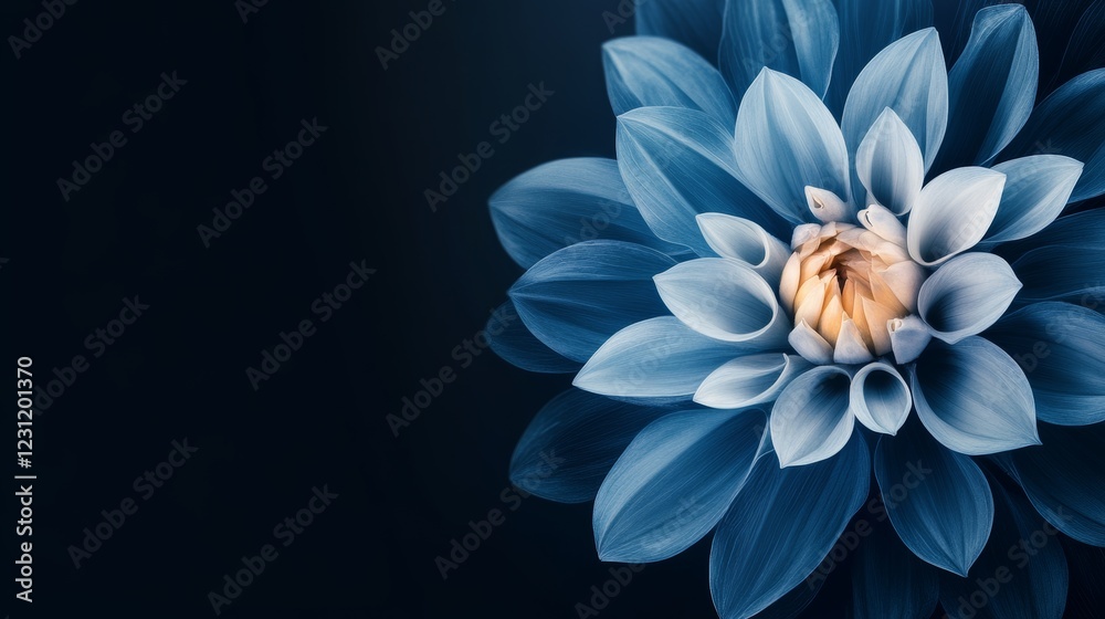 Obraz premium Serene Blue Dahlia Bloom: A Close-Up Macro Photography