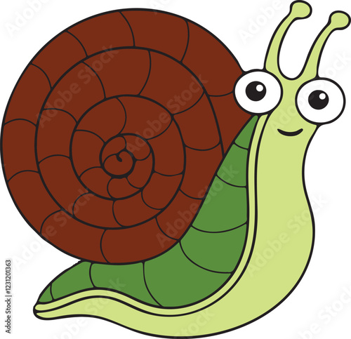 Cute Cartoon Snail with Big Eyes
