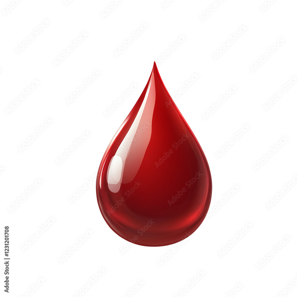 red drop of blood isolated on transparent background