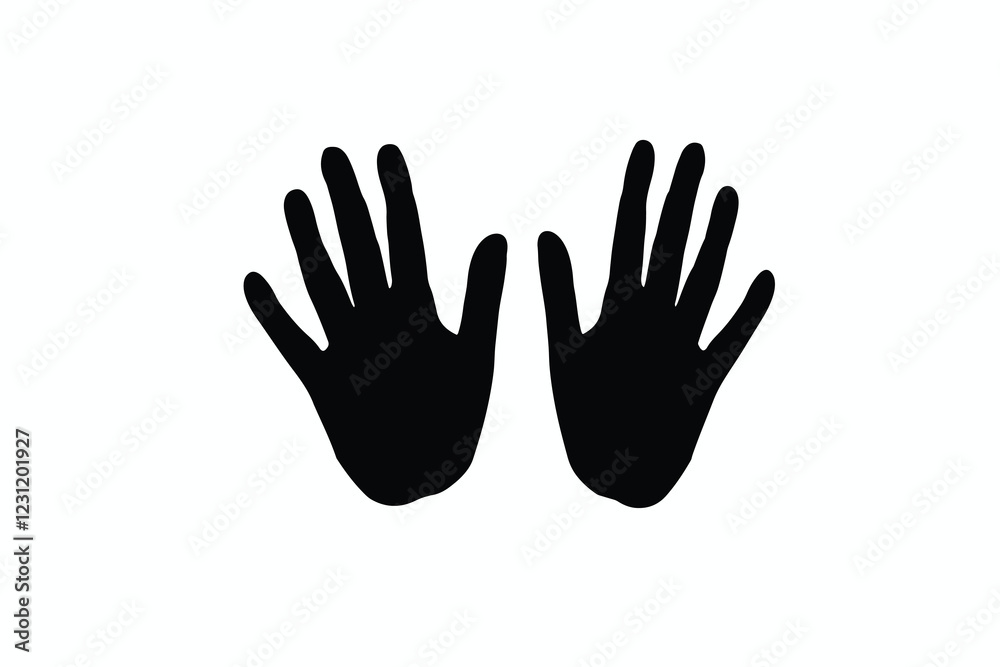 Print two black hands icon isolated on white background. Print two black hands icon isolated on white background.