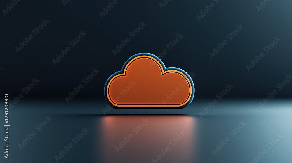 Stylized orange cloud logo on a dark gradient background for digital concepts. Stylized orange cloud logo on a dark gradient background for digital concepts.