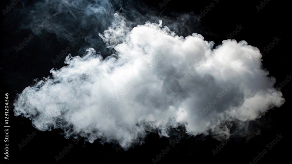 Smoky white cloud isolated on black, with a brushstroke texture creating a soft, artistic atmosphere. Smoky white cloud isolated on black, with a brushstroke texture creating a soft, artistic atmosphere.