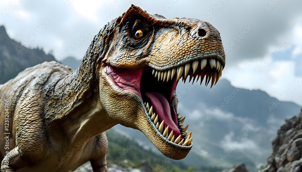 Tyrannosaurus rex with an open mouth, t rex Tyrannosaurus rex with an open mouth, t rex