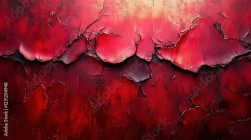 Crimson Cracked Texture: Abstract Art photo