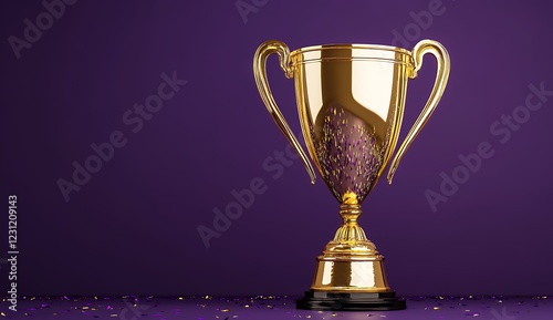Wallpaper Mural Gold Trophy on Purple Background with Glitter Torontodigital.ca