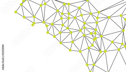 Abstract Black and White Polygonal Network Background with Connected Dots and Lines for Digital Applications