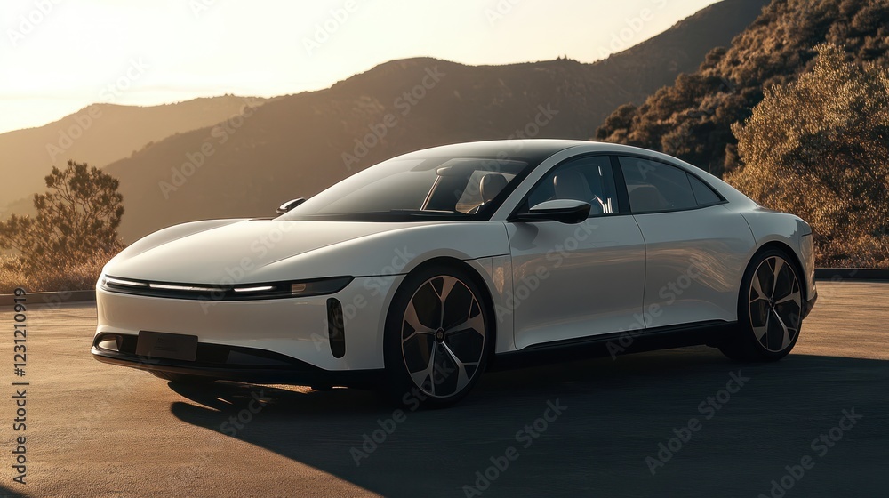 Fototapeta premium Rent advanced solar-powered electric cars for clean and efficient travel experiences