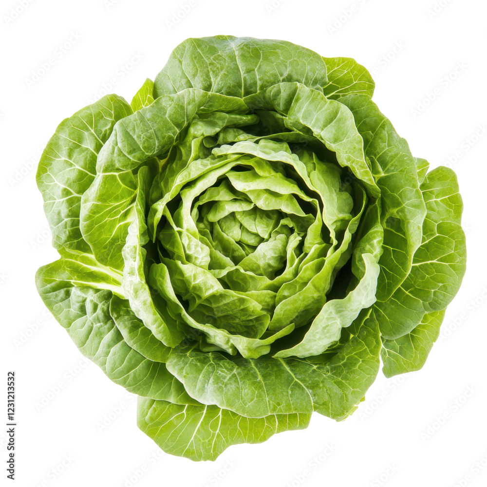 Obraz premium Fresh Green Lettuce Head Isolated on White Background