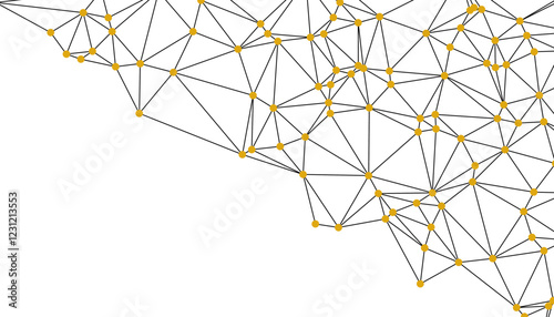 Abstract Black and White Polygonal Network Background with Connected Dots and Lines for Digital Applications