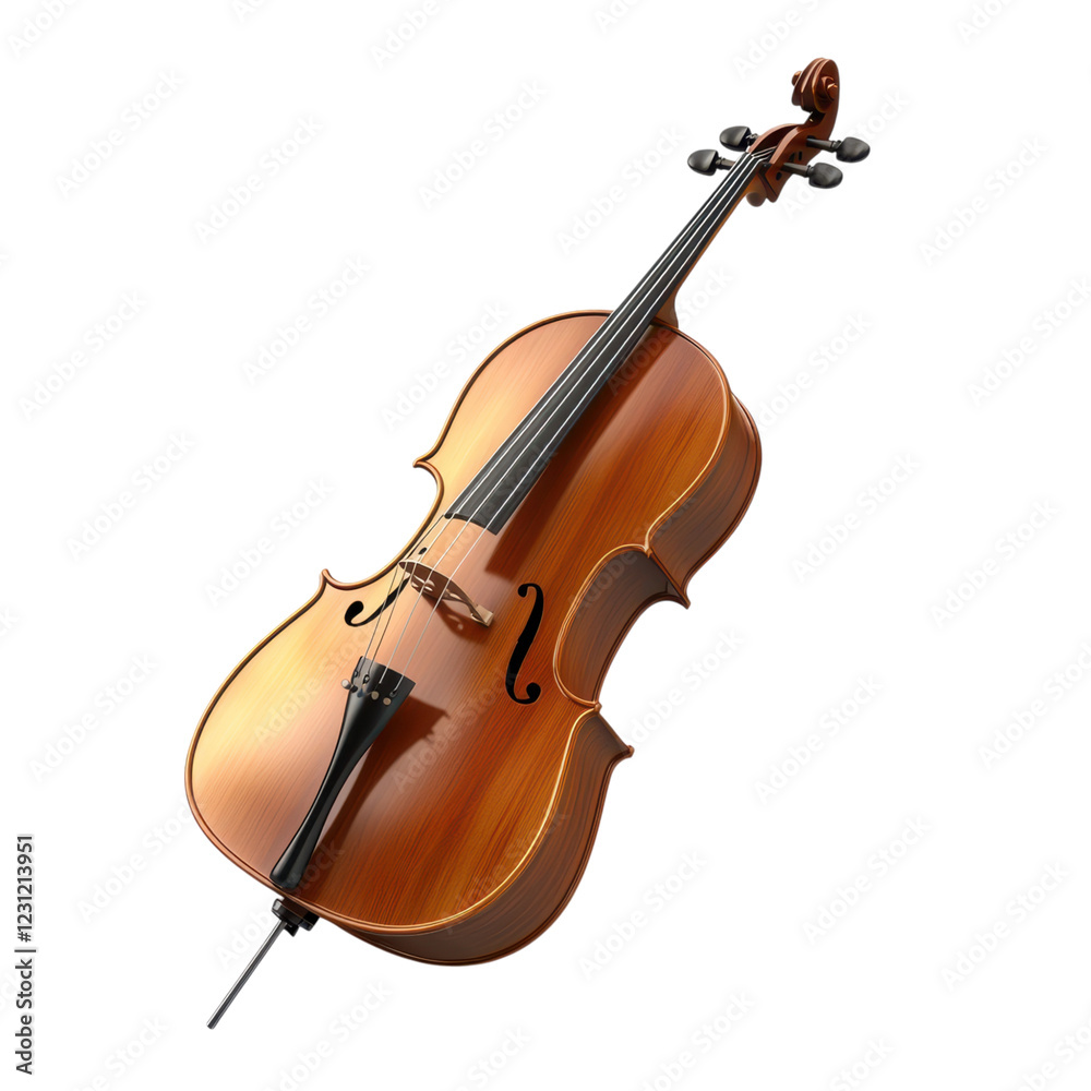 Fototapeta premium Realistic Wooden Violin Isolated On Transparent Background