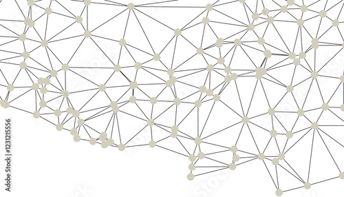 Abstract Black and White Polygonal Network Background with Connected Dots and Lines for Digital Applications