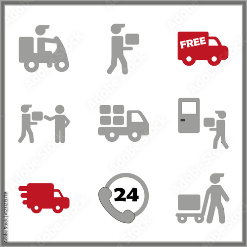 icon set with online shop and shipping theme, suitable for business related content