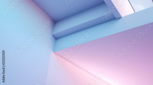 Precise architectural color photography with gentle soft light, pastel blue, violet, purple, lilac, lavender, green, turquoise, agua, teal, and white abstract background with color gradient ombre