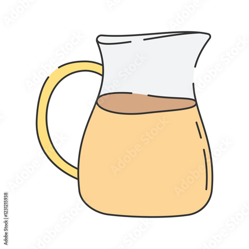 Glass Pitcher of Tea Doodle Illustration, A transparent pitcher filled with tea. 