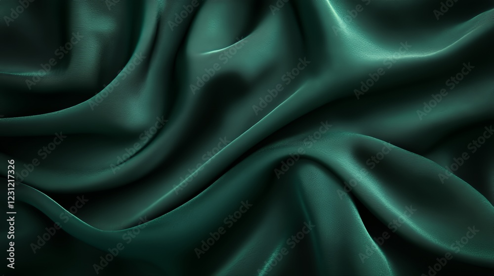 Obraz premium Dark Green Silk Fabric Draped Softly Showing Texture