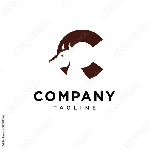 Letter C Buffalo Logo Icon Vector