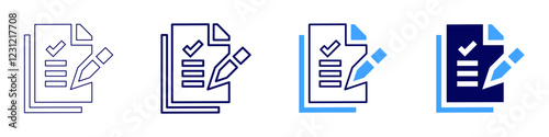 Contract document icon in 4 different styles. Thin Line, Line, Bold, and Bold Line. Duotone style. Editable stroke