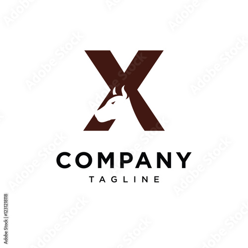 Letter X Buffalo Logo Icon Vector