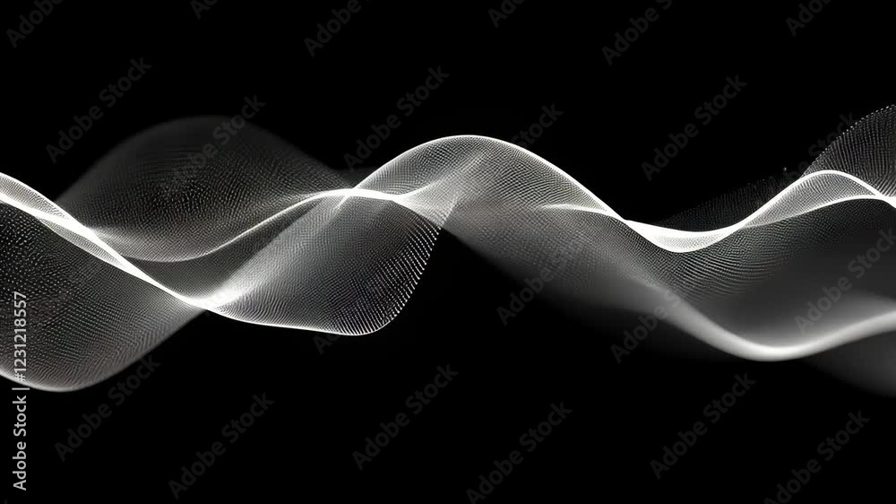 Waves of light create a mesmerizing pattern against a black background showcasing fluid motion and elegance