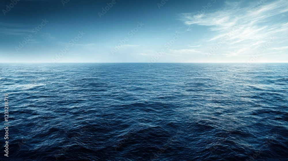 Obraz premium Vast ocean under a blue sky creates a serene and tranquil atmosphere.