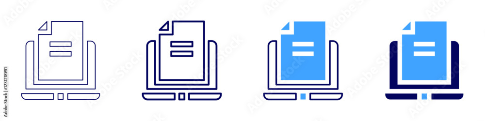 Documentation laptop icon in 4 different styles. Thin Line, Line, Bold, and Bold Line. Duotone style. Editable stroke Documentation laptop icon in 4 different styles. Thin Line, Line, Bold, and Bold Line. Duotone style. Editable stroke