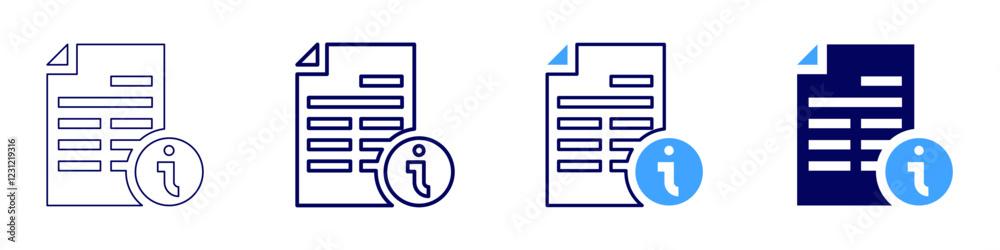 Info icon in 4 different styles. Thin Line, Line, Bold, and Bold Line. Duotone style. Editable stroke Info icon in 4 different styles. Thin Line, Line, Bold, and Bold Line. Duotone style. Editable stroke