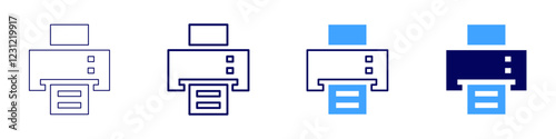 Printing machine icon in 4 different styles. Thin Line, Line, Bold, and Bold Line. Duotone style. Editable stroke