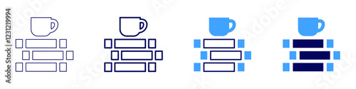 Reading book icon in 4 different styles. Thin Line, Line, Bold, and Bold Line. Duotone style. Editable stroke