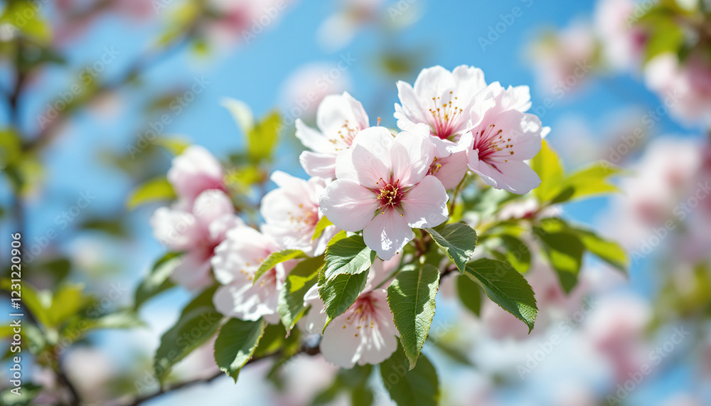 Beautiful Pink Cherry Blossoms in Spring Sunlight Beautiful Pink Cherry Blossoms in Spring Sunlight