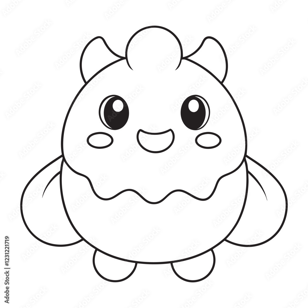 Fototapeta premium Adorable Cartoon Fairy Character Illustration in Black and White for Kids' Activities