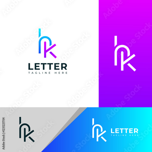 Creative HK, KH letter logo design  photo