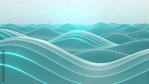 Abstract blue wave vector design element with flowing lines photo