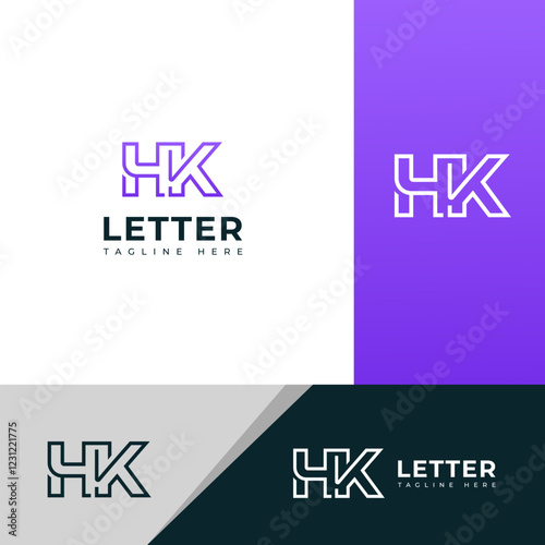 Creative HK, KH letter logo design  photo