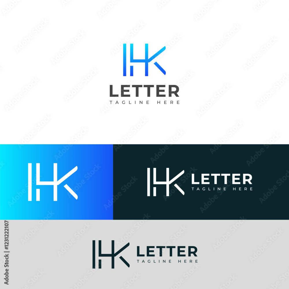 Fototapeta premium Creative HK, KH letter logo design 