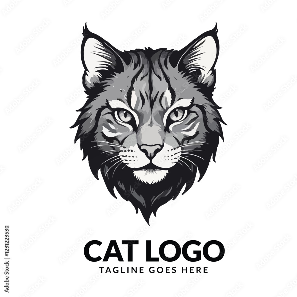 Obraz premium cat vector illustration. Cute Cat logo design idea. Adorable pet logo 