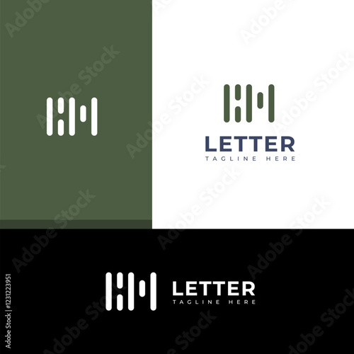 Creative HM, MH letter logo design