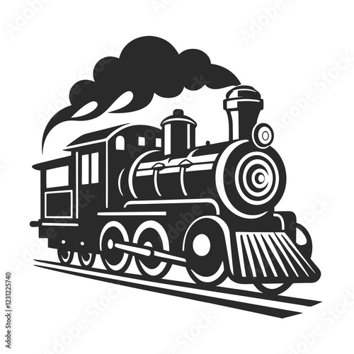 Vintage Steam Train Vector Illustration.