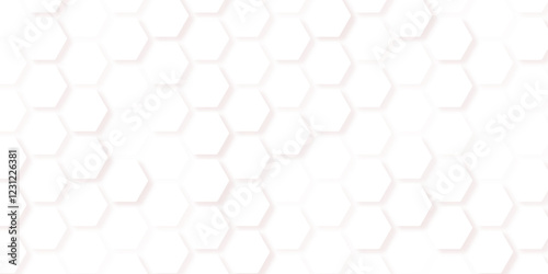 Hexagon seamless pattern. Honeycomb shape geometric background. Black honeycomb on a white background. Isometric geometry. 3D illustration